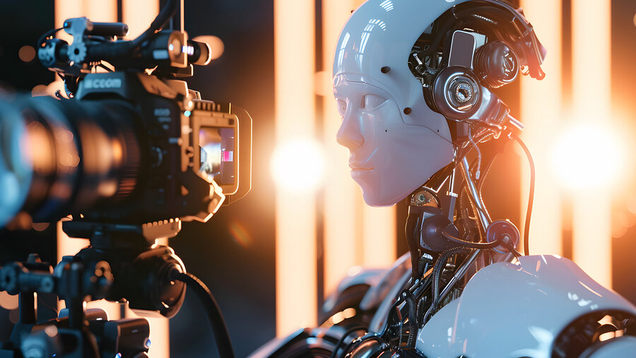 camera man, robot make a movie cinema film industry